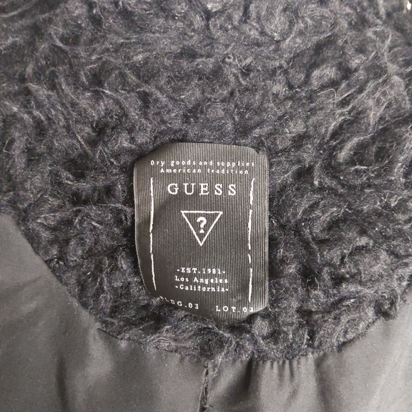 GUESS Oversized Black Faux Fur Coat Women’s XS (Fits M/L) | Snap Button Longline - Picture 10 of 12